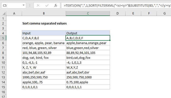 Excel Formula Sort Comma Separated Values Exceljet 6834
